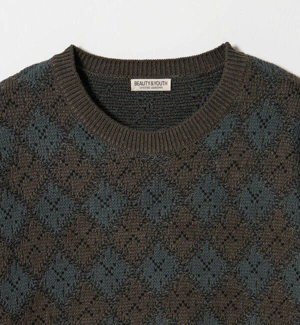 BEAUTY&YOUTH UNITED ARROWS「ロンバス パターン クルーネック ニット ウォッシャブル」|ニット・セーター|