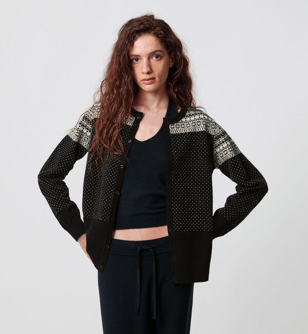 ATTISESSION「＜ATTISESSION＞フェアアイル ジャガード カーディガン」|カーディガン|BLACK