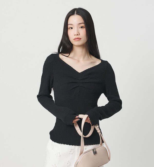 BEAUTY&YOUTH UNITED ARROWS「フロントタック リブニットプルオーバー」|ニット・セーター|BLACK