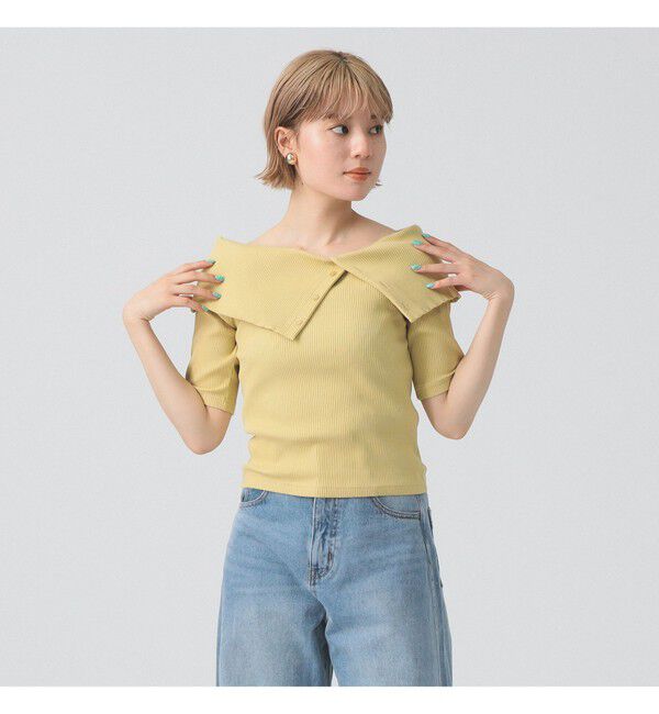 Ray BEAMS 「ビッグカラー オフショルダー Tシャツ」|Tシャツ・カットソー|