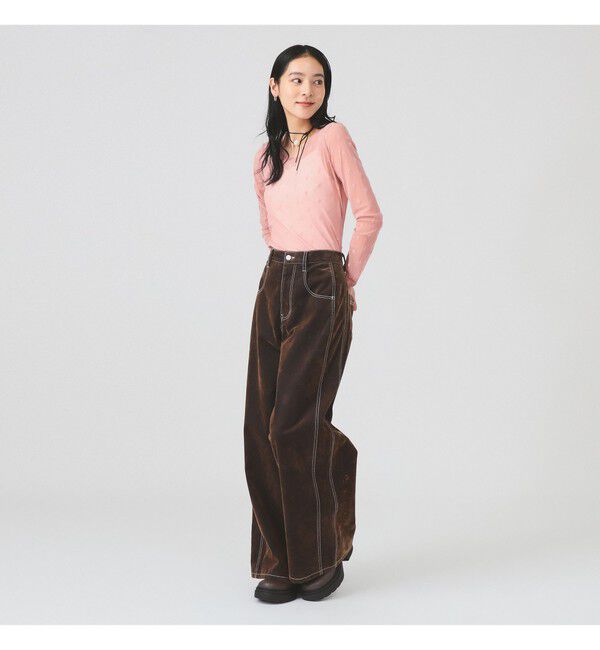 Ray BEAMS 「フロッキー プリント シアー ラウンドネック トップス」|Tシャツ・カットソー|