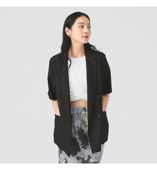 Ray BEAMS 「ラペル ドット ハーフスリーブ ジャケット」|テーラードジャケット|