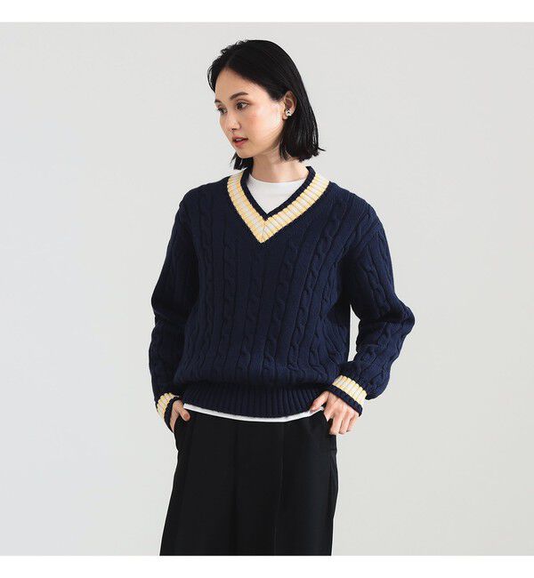 Demi-Luxe BEAMS 「【別注】SLOANE / 5ゲージ チルデン Vネック ロングスリーブ ニット」|ニット・セーター|別注NAVY