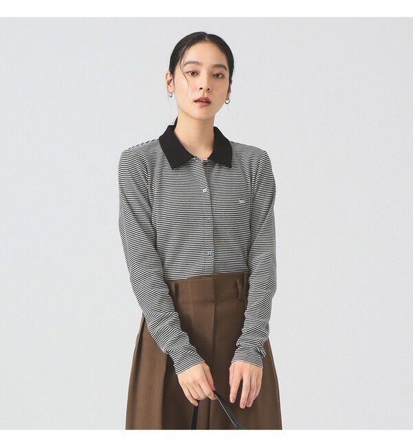 Ray BEAMS 「Lee / BORDER WAFFLE SHIRTS」|Tシャツ・カットソー|BLACK/BEIGE