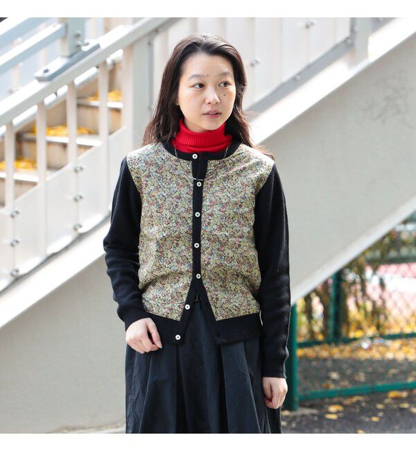 BEAMSBOY「リバティ パッチ カーディガン」|ニット・セーター|BLACK