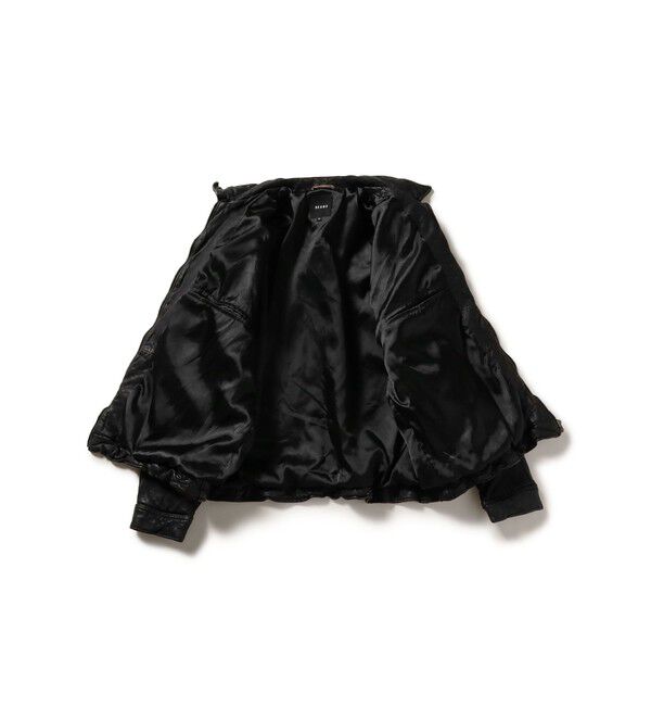 BEAMS「ユーズド加工 レザージップブルゾン」|ブルゾン・スタジャン|