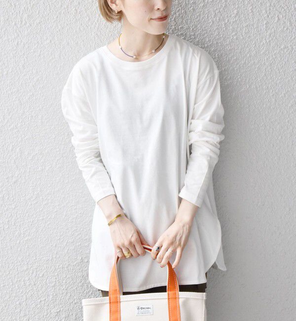 SHIPS any「SHIPS any:〈吸水速乾〉ラウンドヘム ロングスリーブ ワイド TEE」|Tシャツ・カットソー|