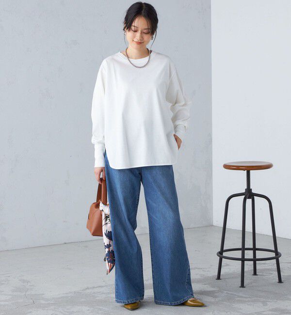 SHIPS for women「ロング リブ スリーブ カットソー  ボーダー / ソリッド」|Tシャツ・カットソー|