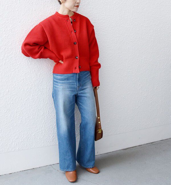 SHIPS any「SHIPS any: パターン コンパクト ショート ニット カーディガン」|カーディガン|