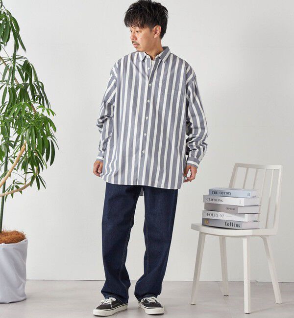 SHIPS any「SHIPS any: オーバーサイズ レギュラーカラー チェック／ストライプ 長袖 シャツ◇」|シャツ・ブラウス|