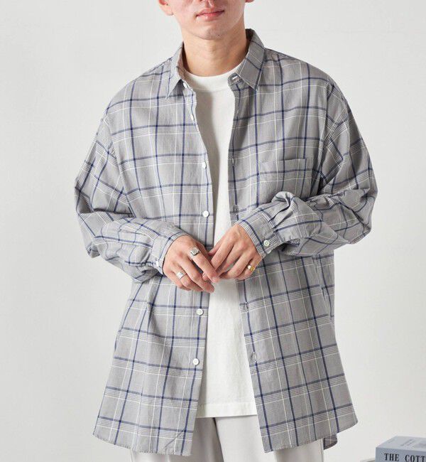 SHIPS any「SHIPS any: オーバーサイズ レギュラーカラー チェック／ストライプ 長袖 シャツ◇」|シャツ・ブラウス|