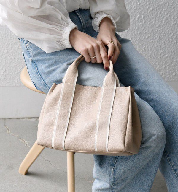 SHIPS any「【WEB限定】SHIPS any: ライン テープ ハンドル トート バッグ」|ハンドバッグ|