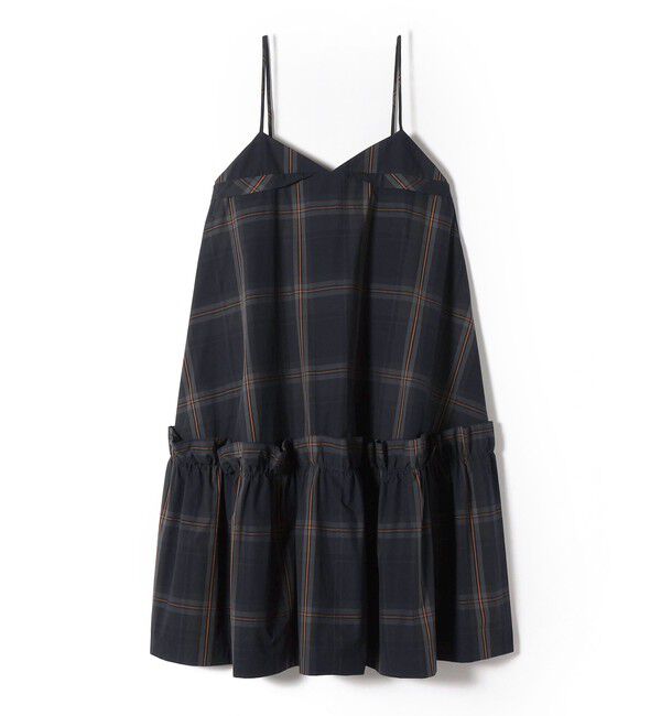 SHIPS for women「【SHIPS別注】Nell:〈手洗い可能〉コットン ビッグ チェック キャミ ワンピース」|ワンピース|ブラック