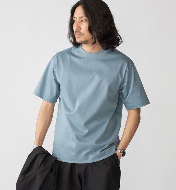 SHIPS「SHIPS: ハイゲージ クルーネック ポンチ Tシャツ」|Tシャツ・カットソー|ブルー系