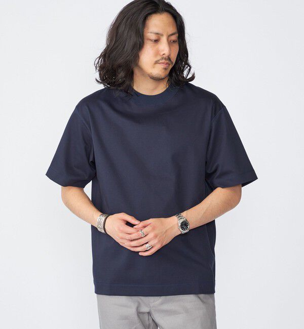 SHIPS「SHIPS: ハイゲージ クルーネック ポンチ Tシャツ」|Tシャツ・カットソー|ネイビー
