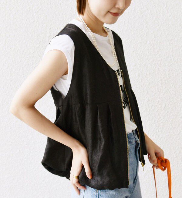 SHIPS for women「〈手洗い可能〉サテン タック バルーン ジレ」|ベスト・ジレ|