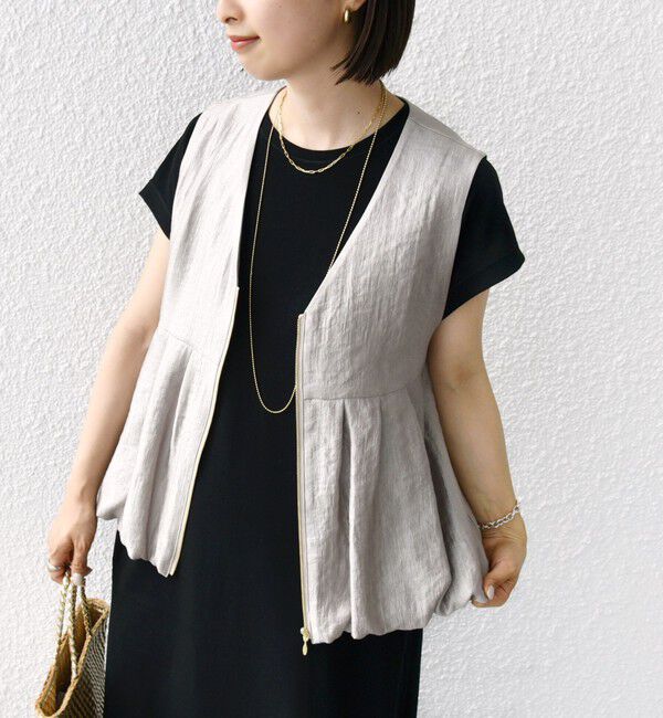 SHIPS for women「〈手洗い可能〉サテン タック バルーン ジレ」|ベスト・ジレ|