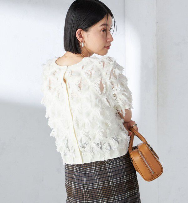 SHIPS for women「〈手洗い可能〉シアー フリンジ ジャカード プルオーバー」|ニット・セーター|