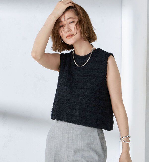 SHIPS for women「〈手洗い可能〉バック ジップ ツイード ベスト」|ベスト・ジレ|