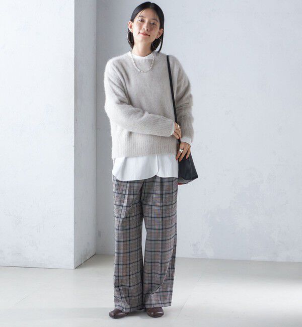 SHIPS for women「〈手洗い可能〉ウール混 チェック タック ワイド パンツ」|その他|