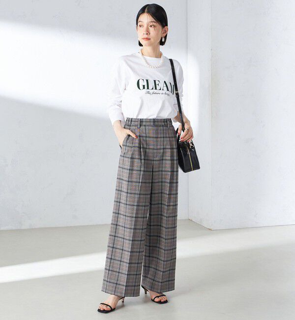 SHIPS for women「〈手洗い可能〉ウール混 チェック タック ワイド パンツ」|その他|
