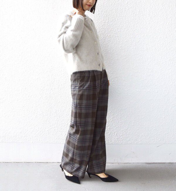 SHIPS for women「〈手洗い可能〉ウール混 チェック タック ワイド パンツ」|その他|