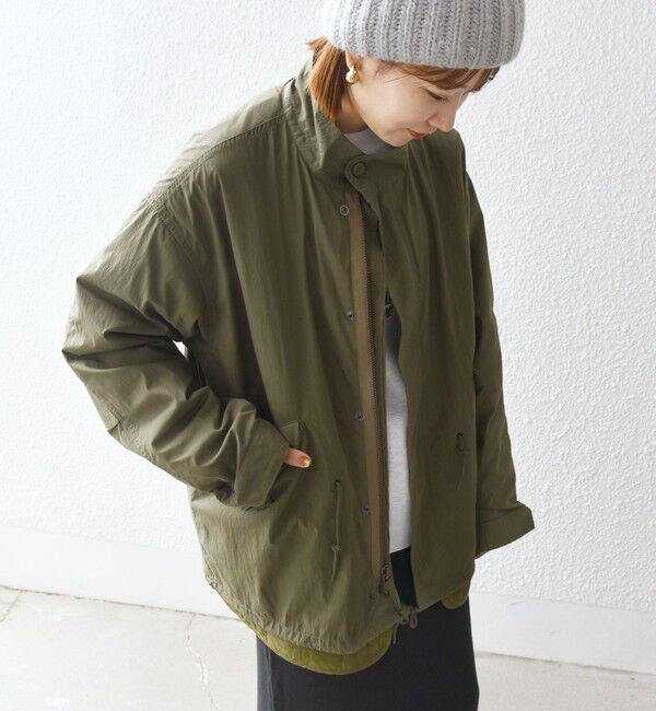 SHIPS any「【SHIPS any別注】GOLDEN MILLS: 3WAY キルトライナー レイヤード ショート モッズ ブルゾン◇」|ブルゾン・スタジャン|オリーブ