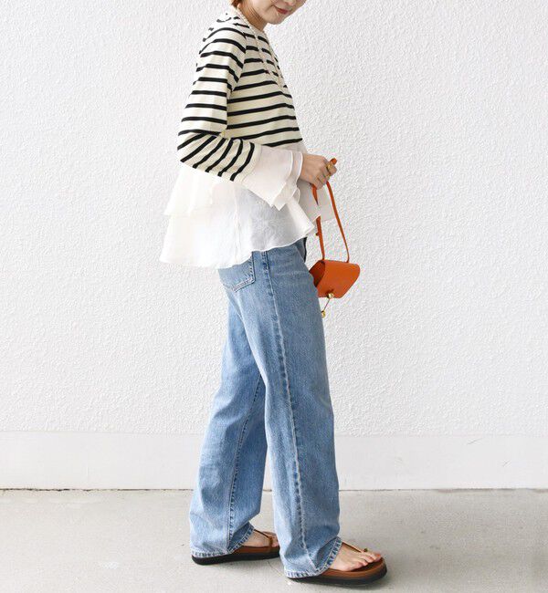 SHIPS for women「【WEB限定】〈手洗い可能〉ボーダー フリル ティアード プルオーバー」|Tシャツ・カットソー|