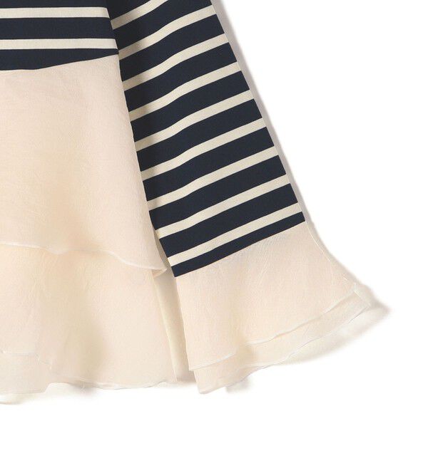 SHIPS for women「【WEB限定】〈手洗い可能〉ボーダー フリル ティアード プルオーバー」|Tシャツ・カットソー|