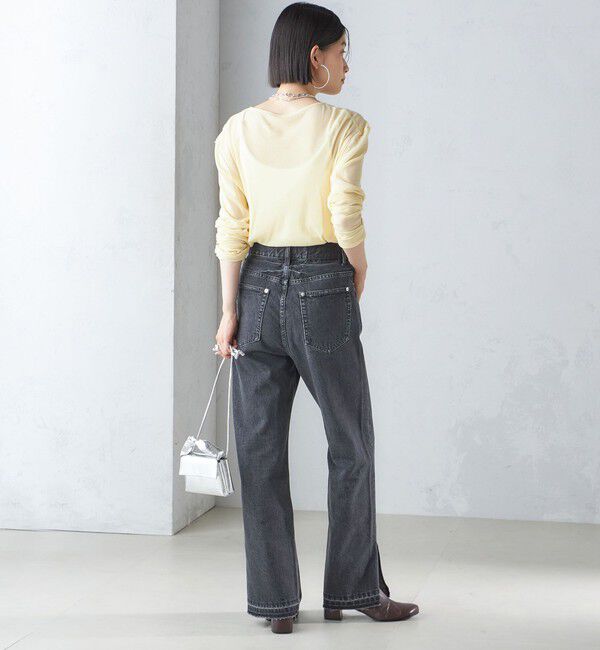 SHIPS for women「〈洗濯機可能〉サイド スリット ストレート デニム」|デニム|