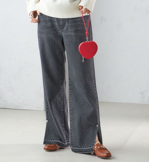 SHIPS for women「〈洗濯機可能〉サイド スリット ストレート デニム」|デニム|