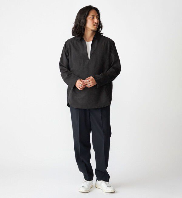 SHIPS「BENCH MARKING SHIRT: スキッパー ポリエステル フェイクスエード シャツ」|シャツ・ブラウス|