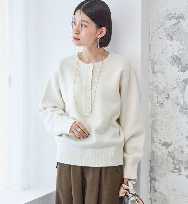 SHIPS for women「〈手洗い可能〉7G ウール カシミヤ ヘンリーネック 2WAY プルオーバー」|ニット・セーター|