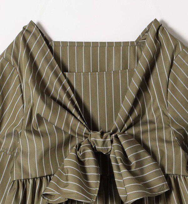 SHIPS for women「【WEB限定】〈手洗い可能〉前後 2WAY リボン デザイン ストライプ ブラウス」|シャツ・ブラウス|