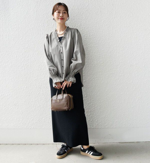 SHIPS for women「【WEB限定】〈手洗い可能〉 シャーリング Vネック 長袖 ブラウス」|シャツ・ブラウス|