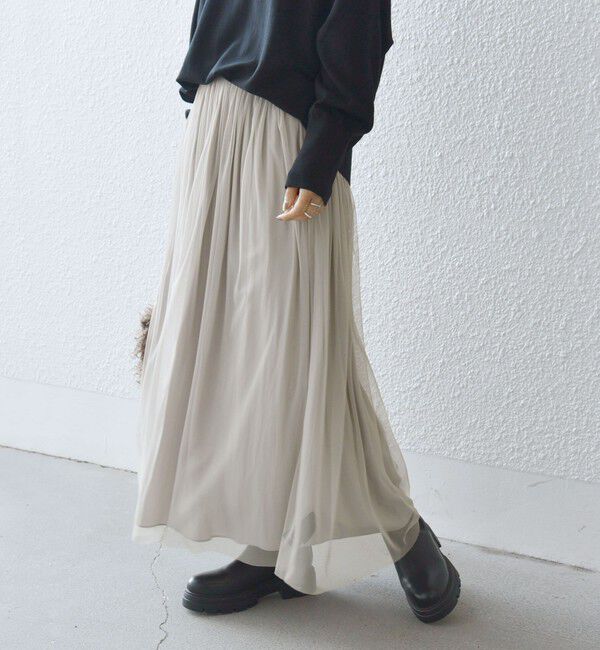 SHIPS for women「〈手洗い可能〉リバーシブル チュール カッセン スカート」|スカート|
