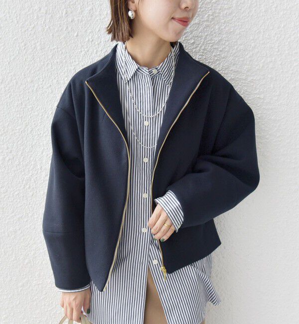 SHIPS for women「【WEB限定】〈手洗い可能〉 ウールライク ボトル ネック ジップ ブルゾン」|ブルゾン・スタジャン|