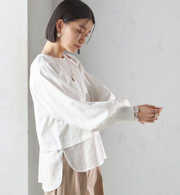 SHIPS for women「〈手洗い可能〉シアー コンビ タック プルオーバー」|Tシャツ・カットソー|