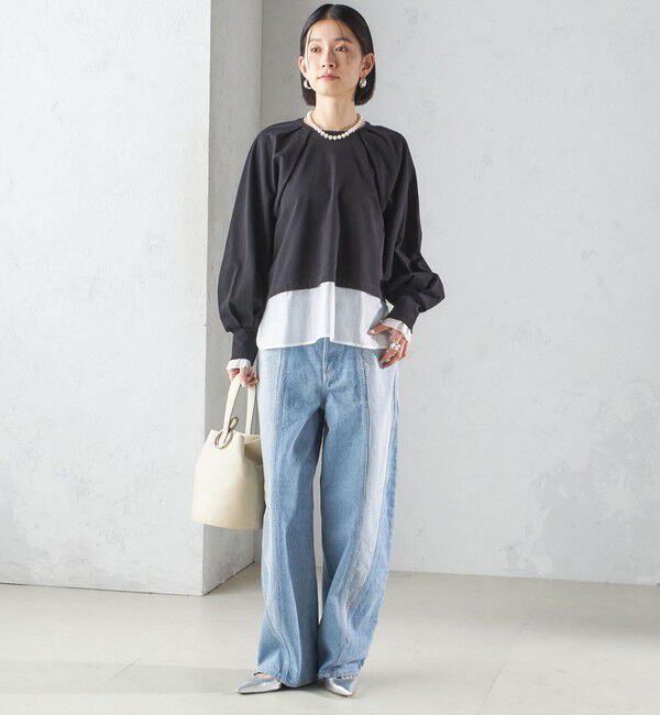 SHIPS for women「〈手洗い可能〉シアー コンビ タック プルオーバー」|Tシャツ・カットソー|