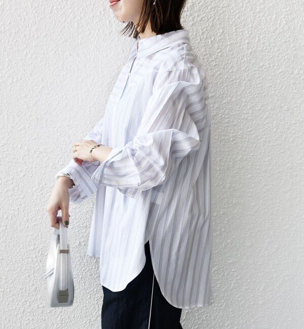 SHIPS for women「【WEB限定】〈洗濯機可能〉アシンメトリー ストライプ シャツ」|シャツ・ブラウス|