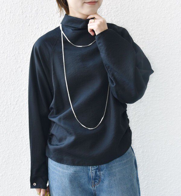 SHIPS for women「【WEB限定】〈洗濯機可能〉シアー ハイネック 2WAY ブラウス」|シャツ・ブラウス|ネイビー