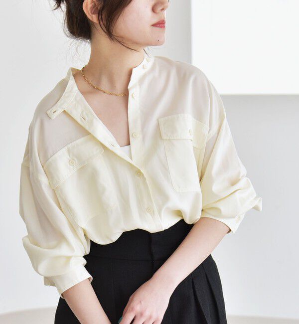 quaranciel「quaranciel:〈手洗い可能〉ドレッシー ワーク ポケット シャツ」|シャツ・ブラウス|ナチュラル
