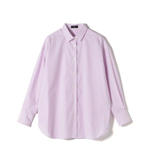 SHIPS for women「SHIPS Primary Navy Label:コットン タイプライター ビッグ シャツ」|シャツ・ブラウス|パープル