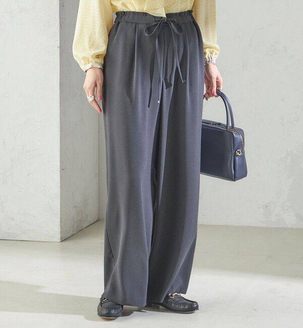 SHIPS for women「〈接触冷感 / 手洗い可能〉アセテート混 バック サテン ワイド パンツ」|その他|