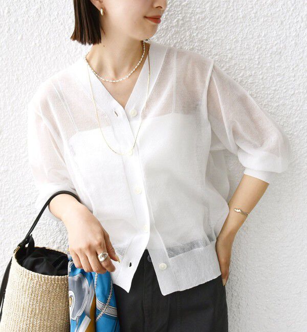 SHIPS for women「〈手洗い可能〉ラミー混 シアー カーディガン」|カーディガン|