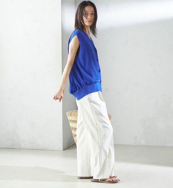 SHIPS for women「〈接触冷感 / 手洗い可能〉アイスコットン フレンチ スリーブ ジレ カーディガン」|ベスト・ジレ|