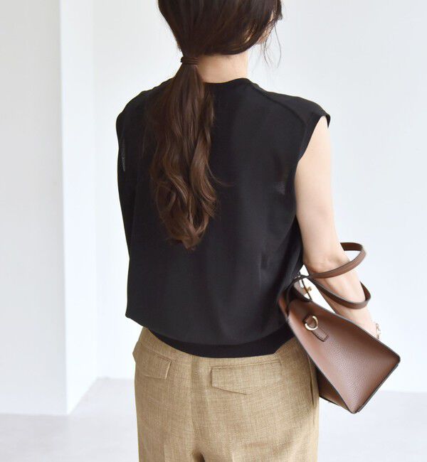 quaranciel「quaranciel:〈接触冷感〉フレンチスリーブ ベーシック シアー ニット プルオーバー」|ニット・セーター|