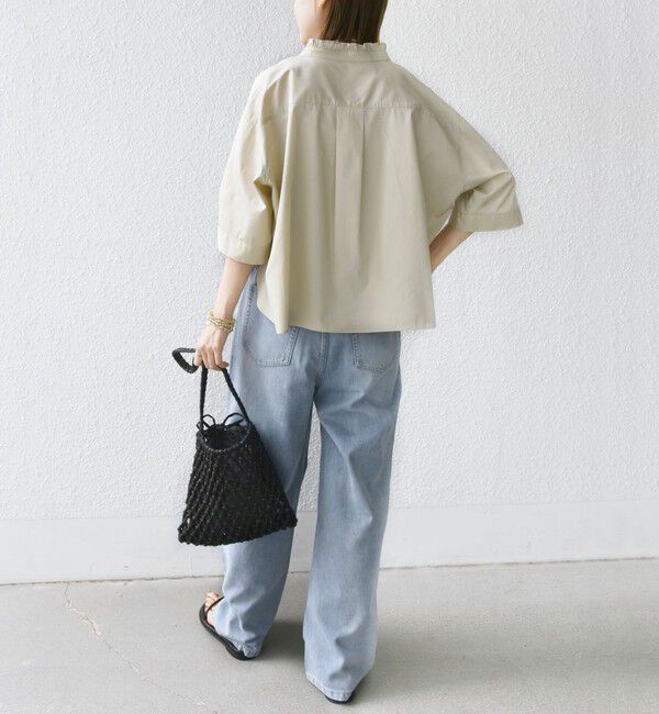 SHIPS for women「【WEB限定】〈手洗い可能〉ブロード ストライプ / 無地 切替 パッチワーク シャツ」|シャツ・ブラウス|