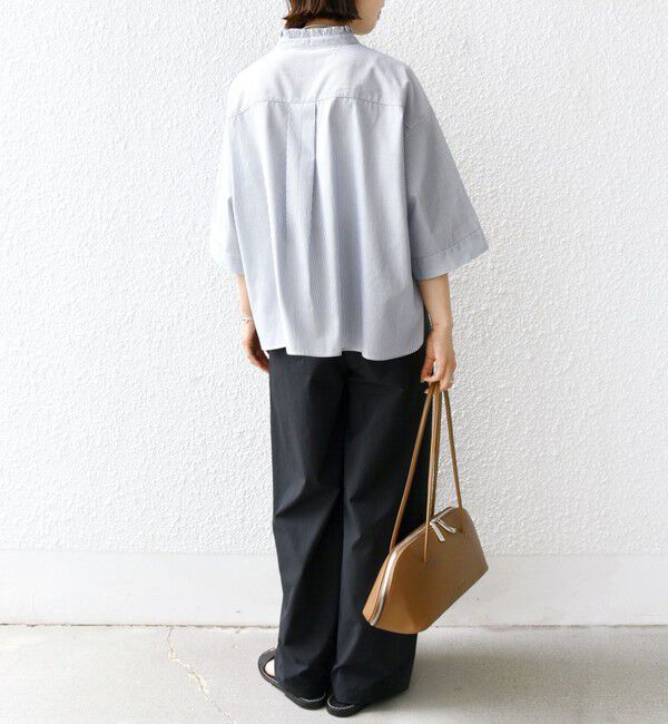 SHIPS for women「【WEB限定】〈手洗い可能〉ブロード ストライプ / 無地 切替 パッチワーク シャツ」|シャツ・ブラウス|