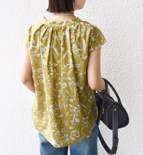 SHIPS for women「〈手洗い可能〉綿 ローン ボタニカル プリント フレンチ スリーブ ブラウス」|シャツ・ブラウス|